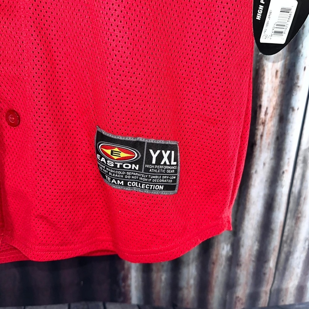 Easton Youth XL (YXL) Red Mesh Baseball Jersey Button Up Team Collection NWT - Picture 5 of 10